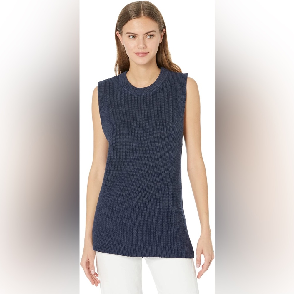Michael Stars Sydney Cotton Sweater Vest with Side Slits